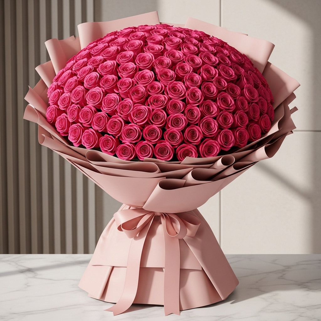 Deep Love Bouquet of 500 Pink Roses