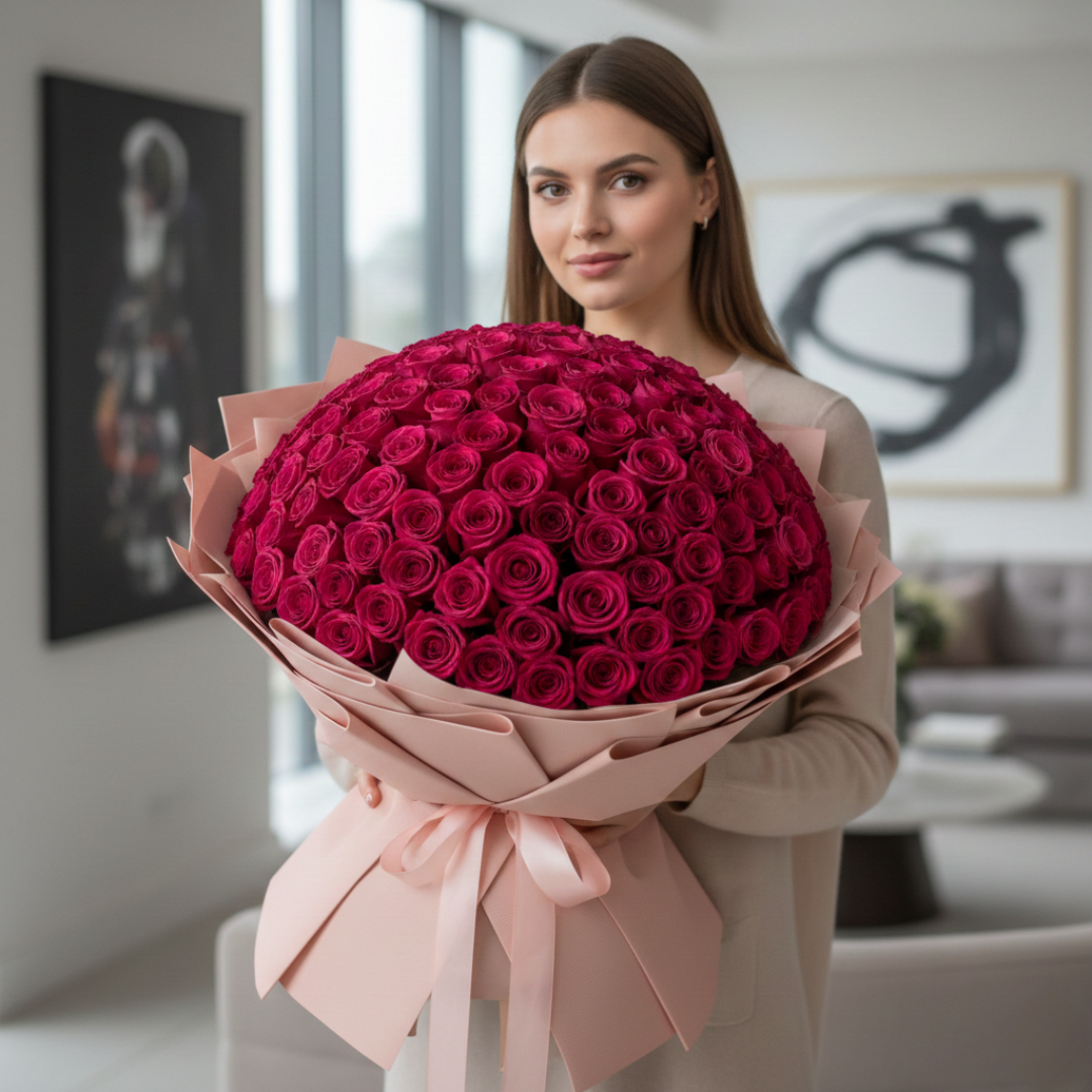 Deep Love Bouquet of 500 Pink Roses