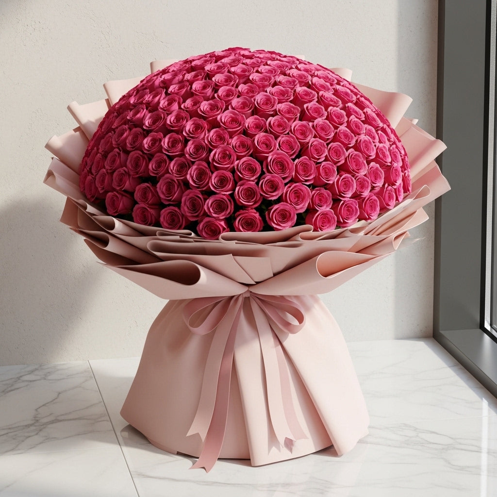 Deep Love Bouquet of 500 Pink Roses
