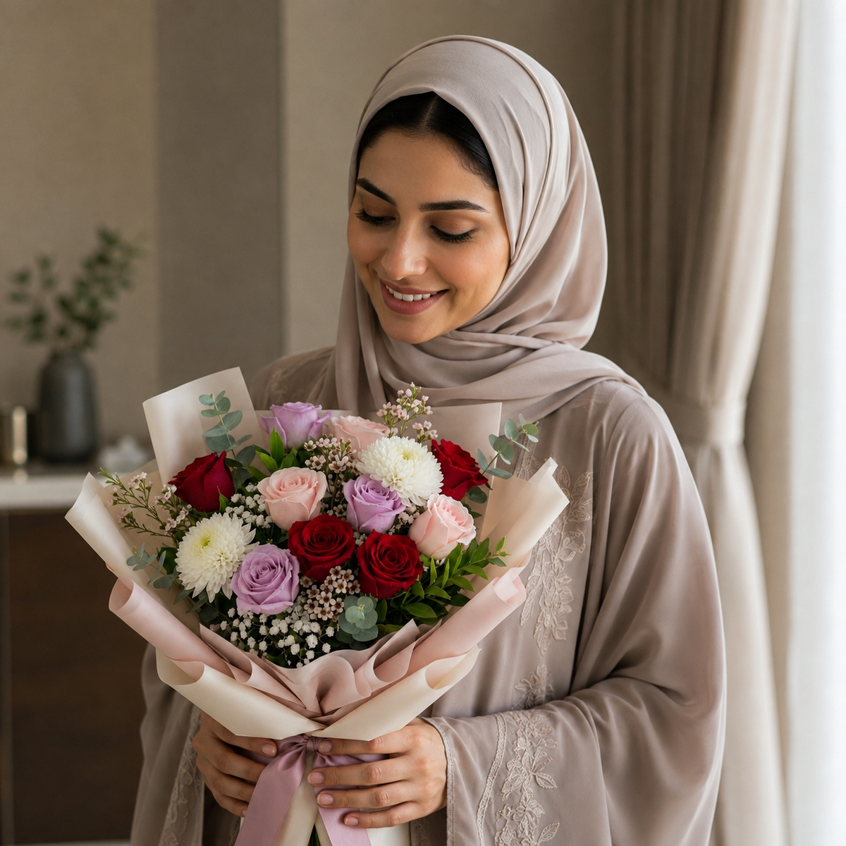 Elegant Mixed Roses & White Chrysanthemum Bouquet – photo 2