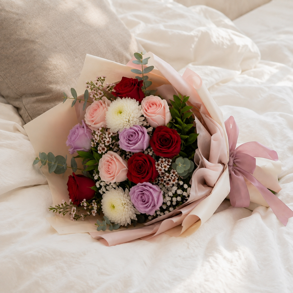 Elegant Mixed Roses & White Chrysanthemum Bouquet – photo 4
