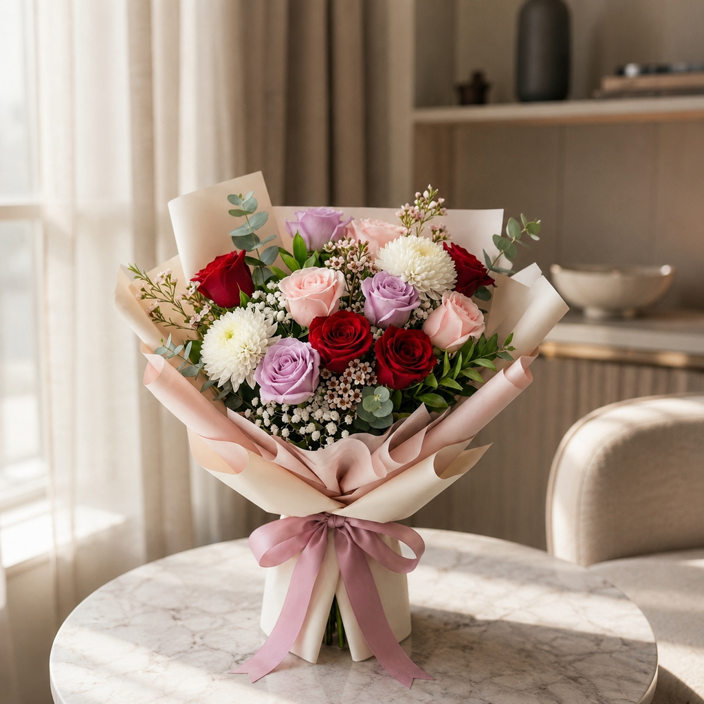Elegant Mixed Roses & White Chrysanthemum Bouquet – photo 5