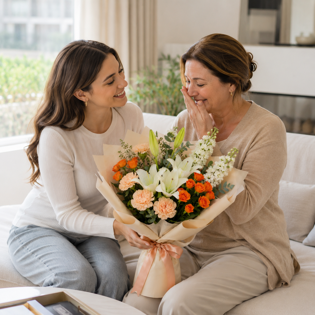 Gentle Miss You Bouquet with Lilies, Carnations & Baby Roses – photo 2