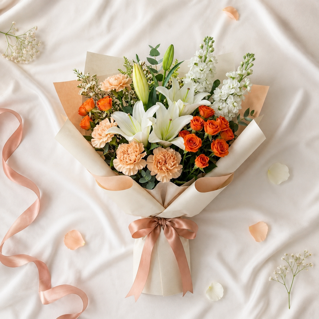 Gentle Miss You Bouquet with Lilies, Carnations & Baby Roses – photo 3