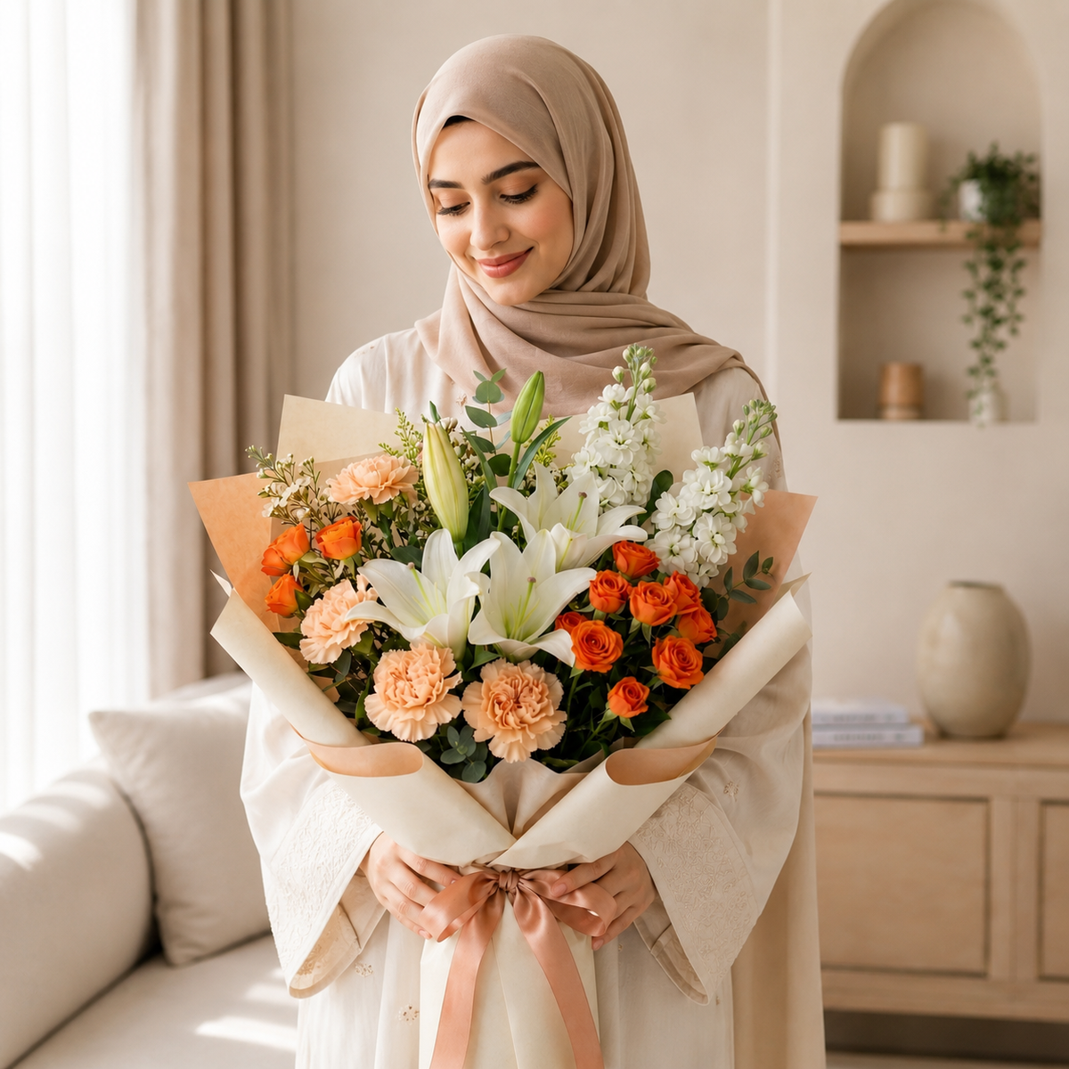 Gentle Miss You Bouquet with Lilies, Carnations & Baby Roses – photo 5