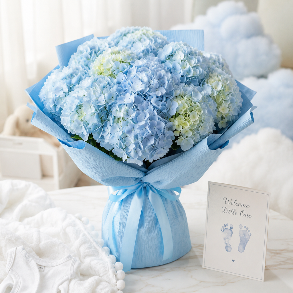 Gentle Sky – Sky Blue Hydrangea Bouquet – photo 2