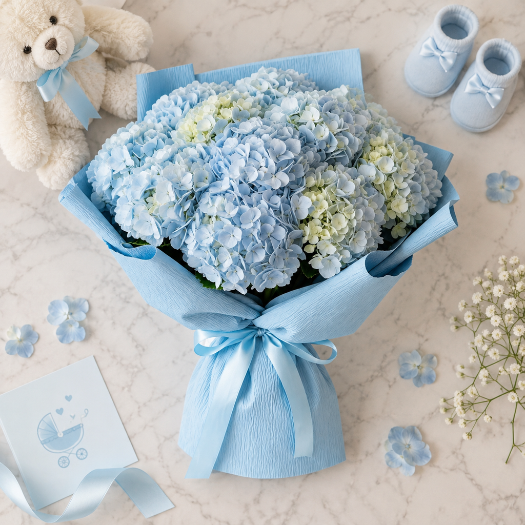 Gentle Sky – Sky Blue Hydrangea Bouquet – photo 3