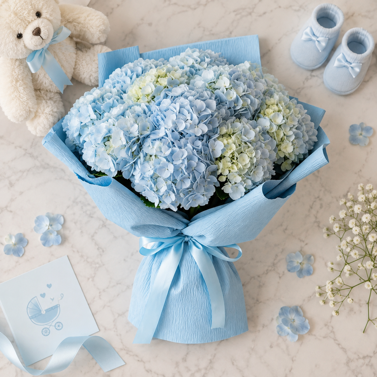 Gentle Sky – Sky Blue Hydrangea Bouquet – photo 3