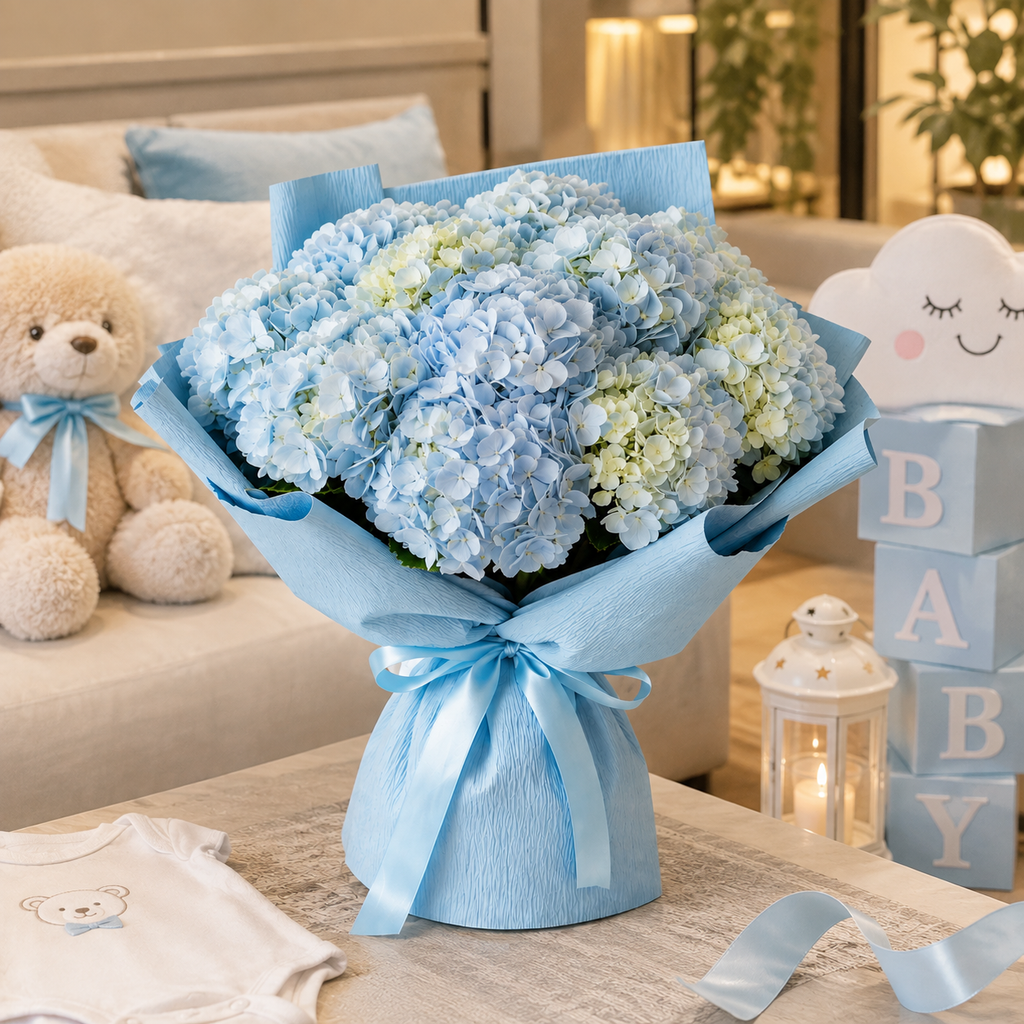Gentle Sky – Sky Blue Hydrangea Bouquet – photo 4