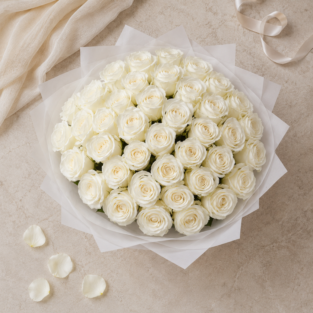 Gentle Strength-51 White Roses