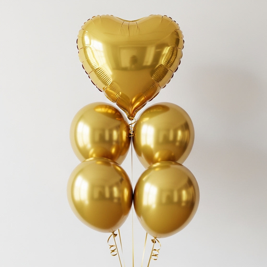 Golden Heart Balloon Set