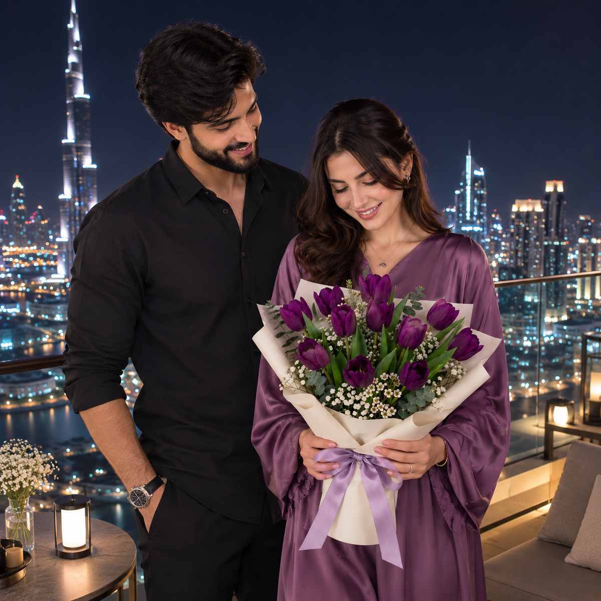 Graceful Purple Tulip Apology Bouquet
