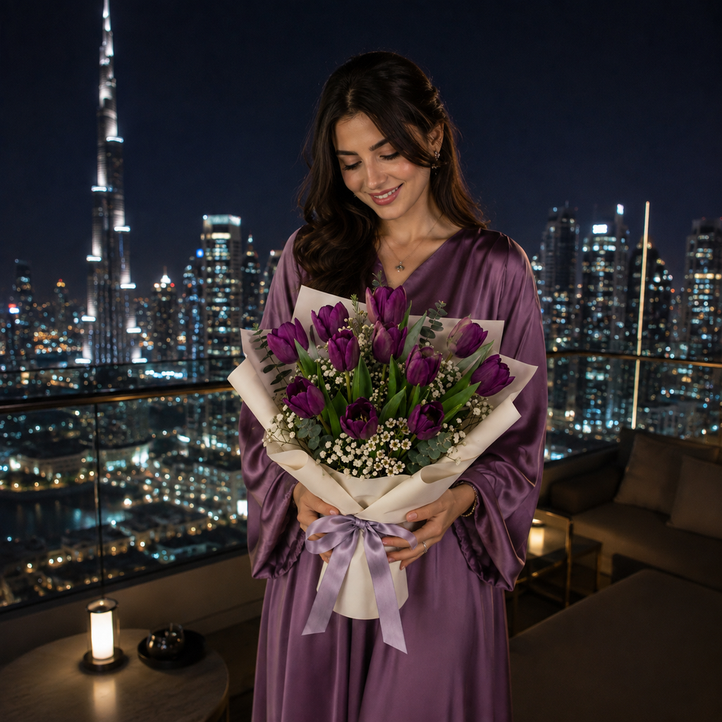 Graceful Purple Tulip Apology Bouquet