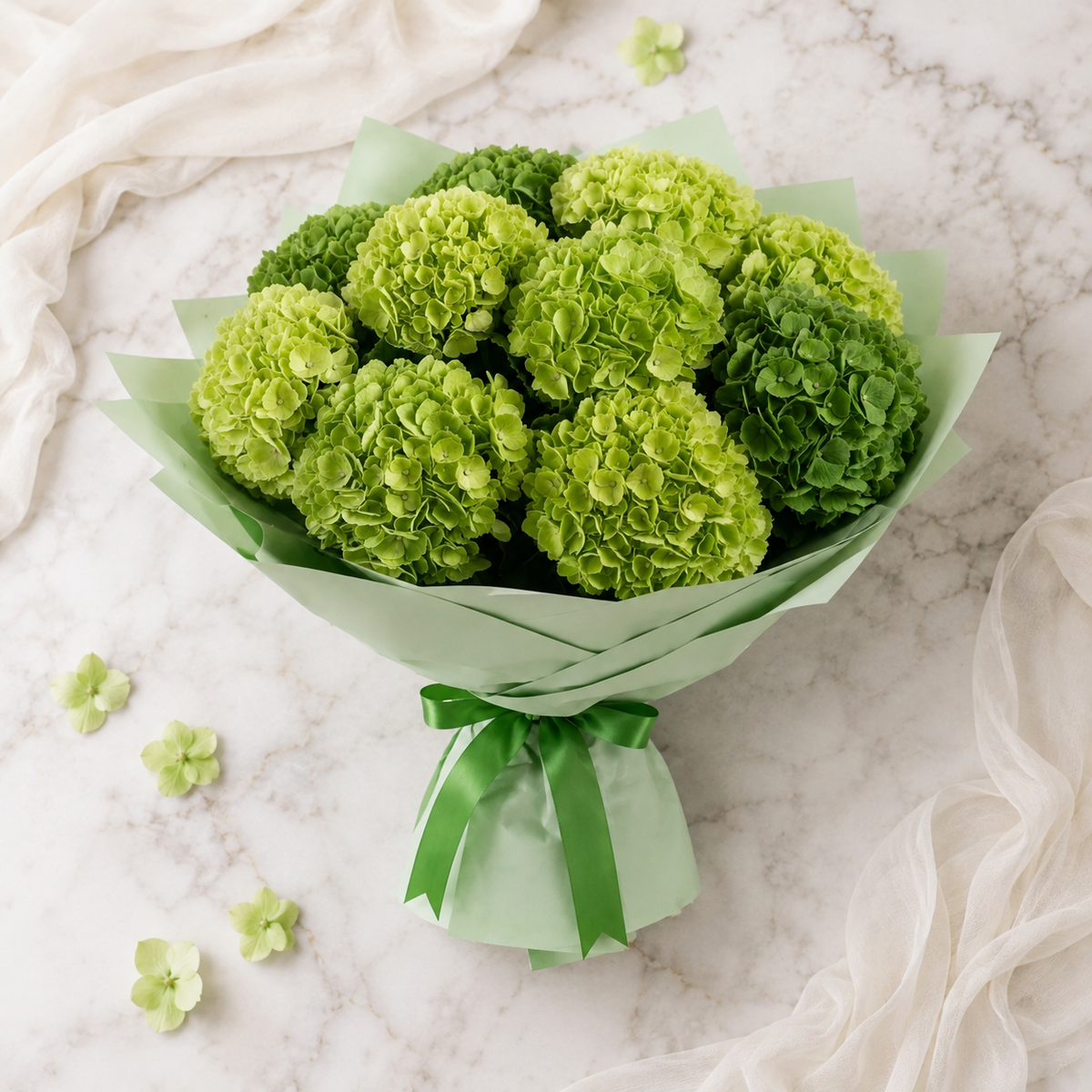 Emerald Glow – Green Hydrangea Bouquet