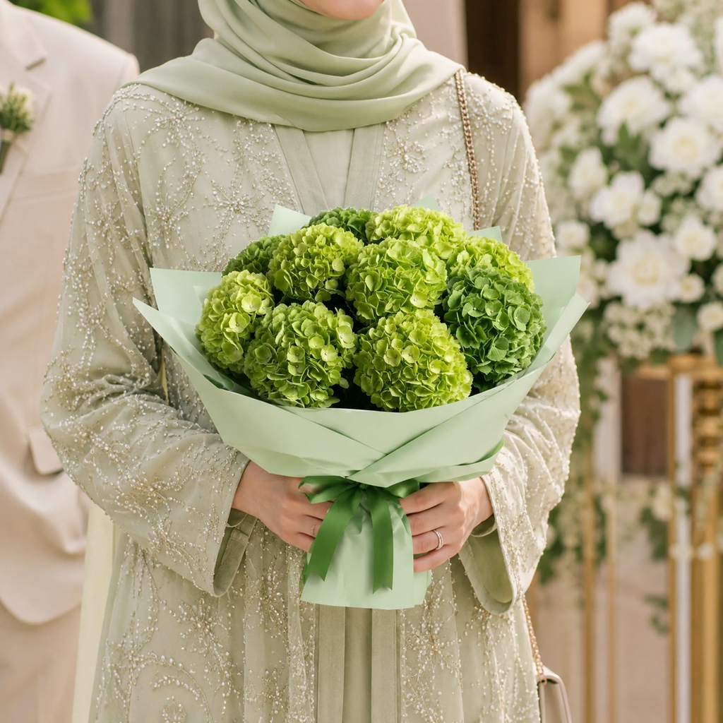 Emerald Glow – Green Hydrangea Bouquet