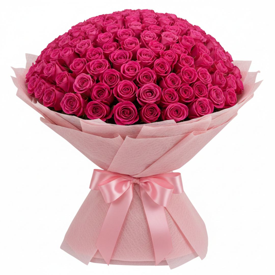 Heartfelt 300 Pink Roses for Her by Black Petals Flowers