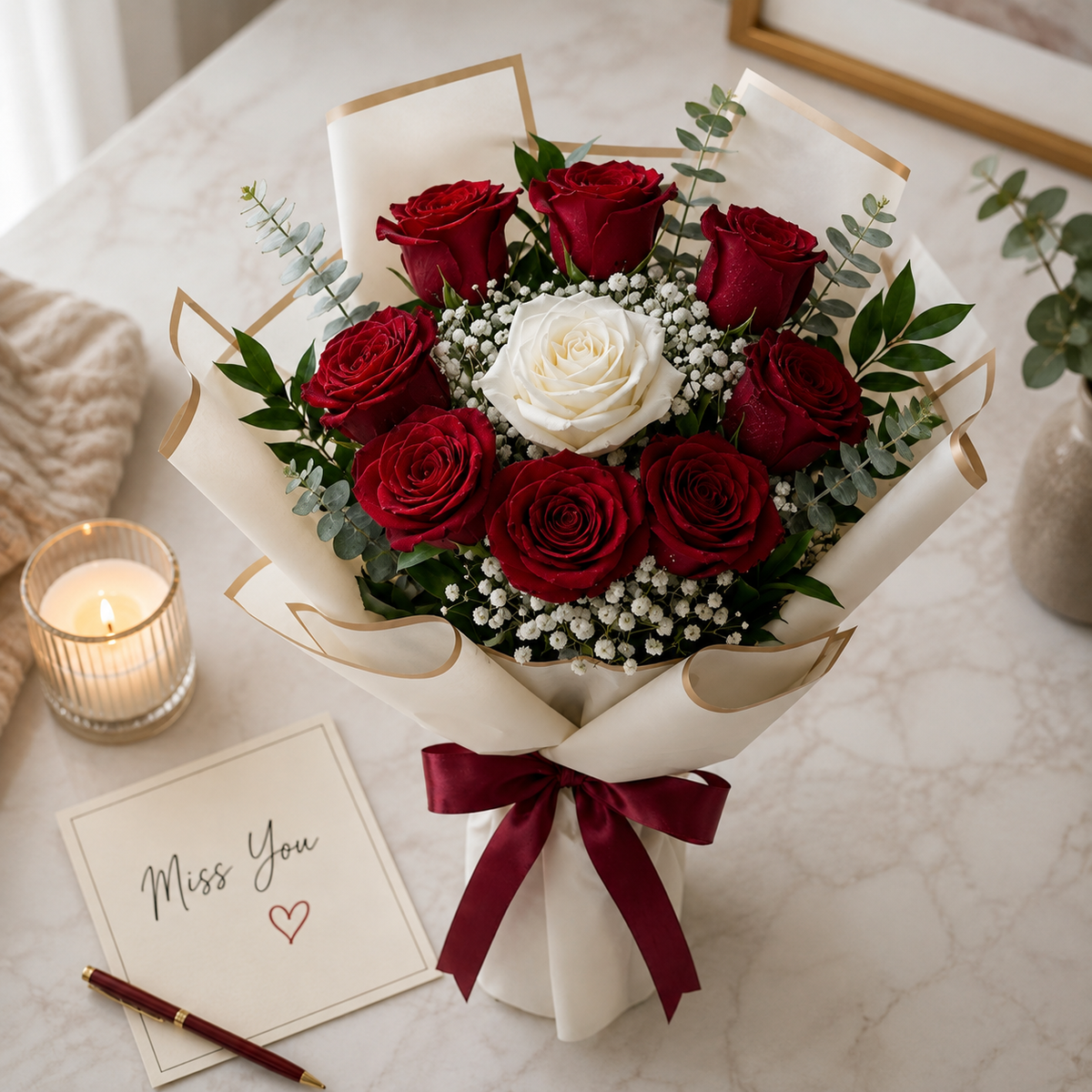 Heartfelt Red & White Rose Bouquet – photo 2