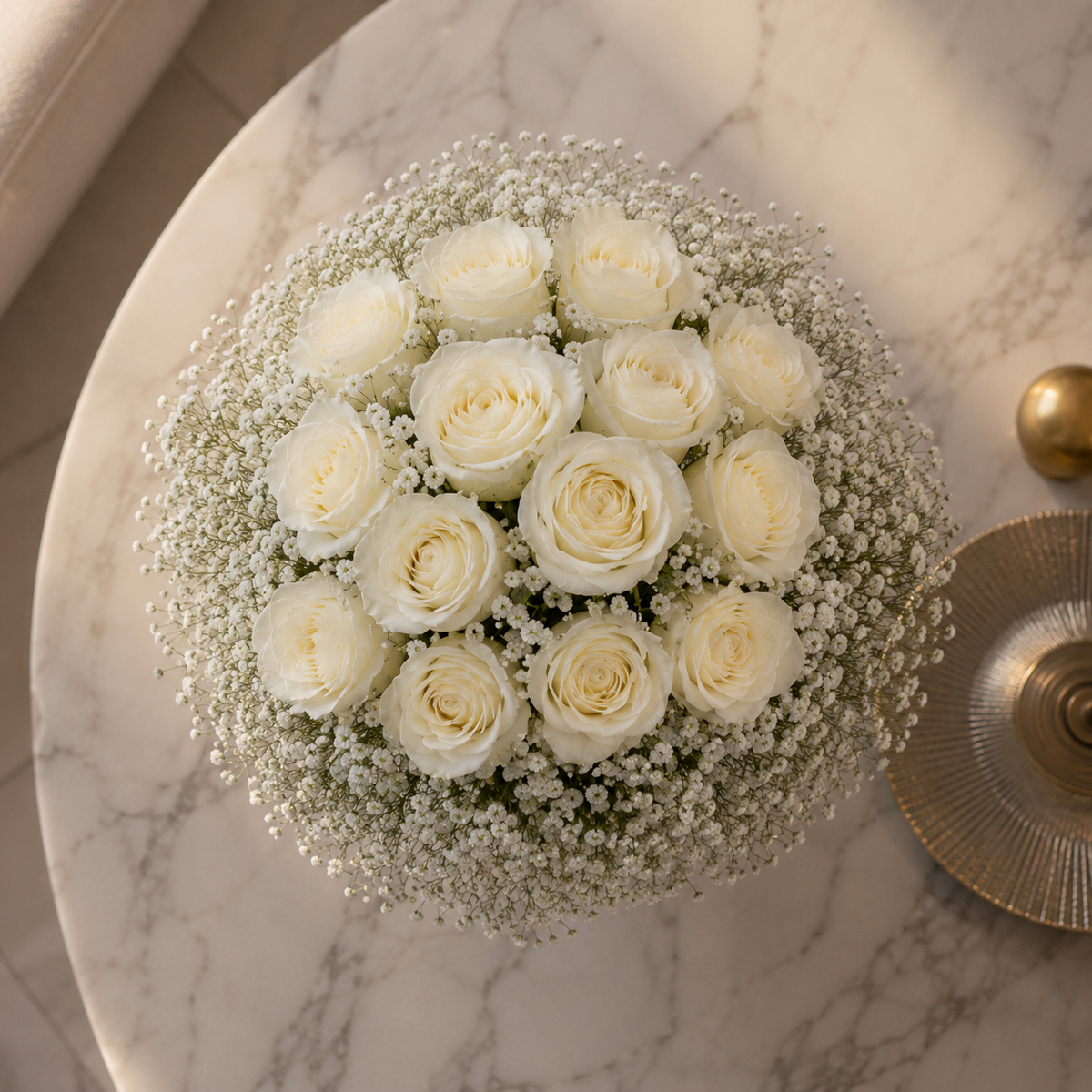 Heavenly Bride – Classic White Rose Bridal Bouquet