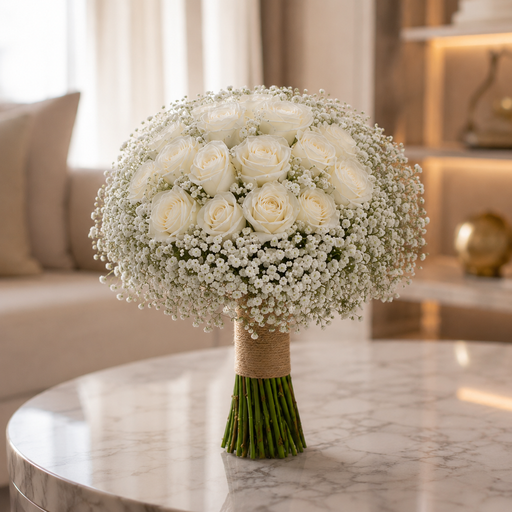 Heavenly Bride – Classic White Rose Bridal Bouquet – photo 3
