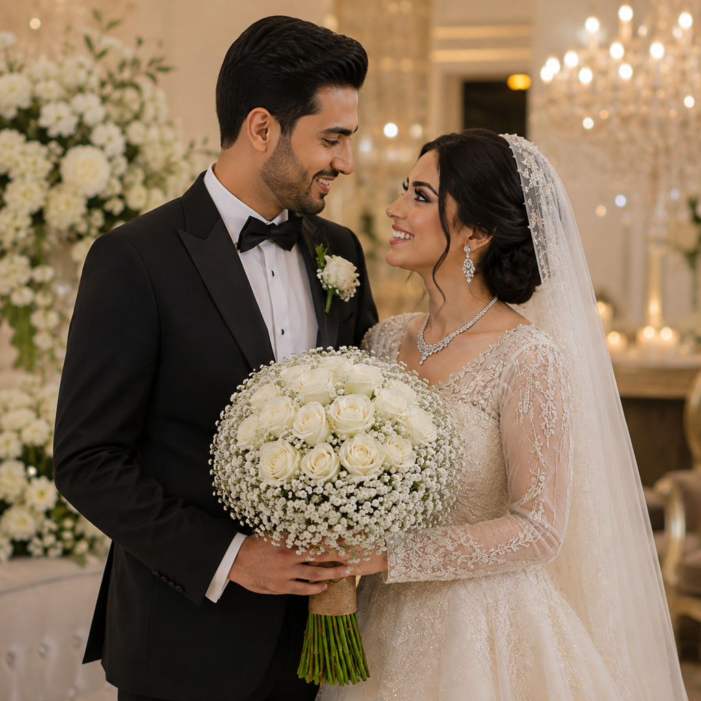 Heavenly Bride – Classic White Rose Bridal Bouquet – photo 4