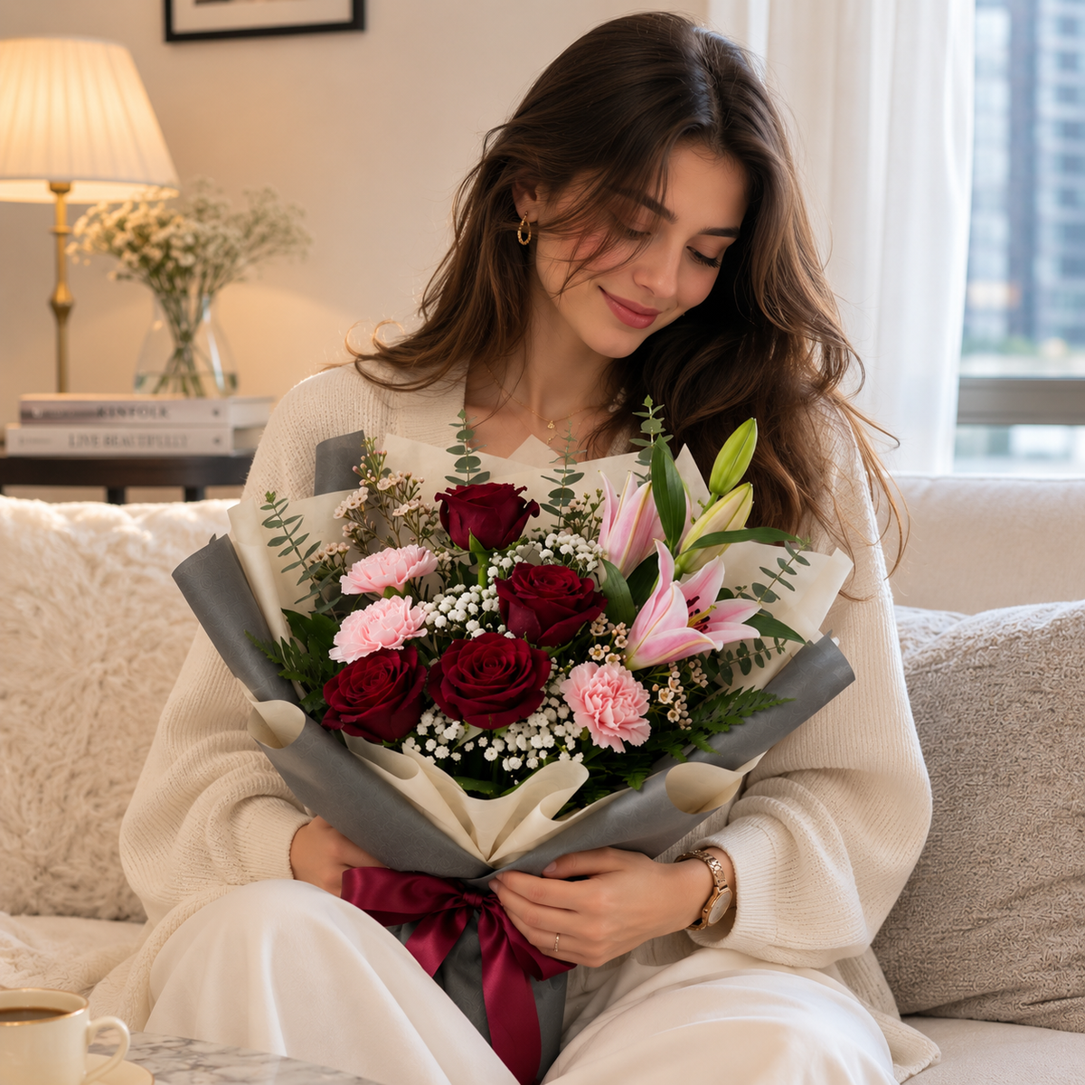 Loving Reminder Red Roses & Pink Lilies Bouquet – photo 5