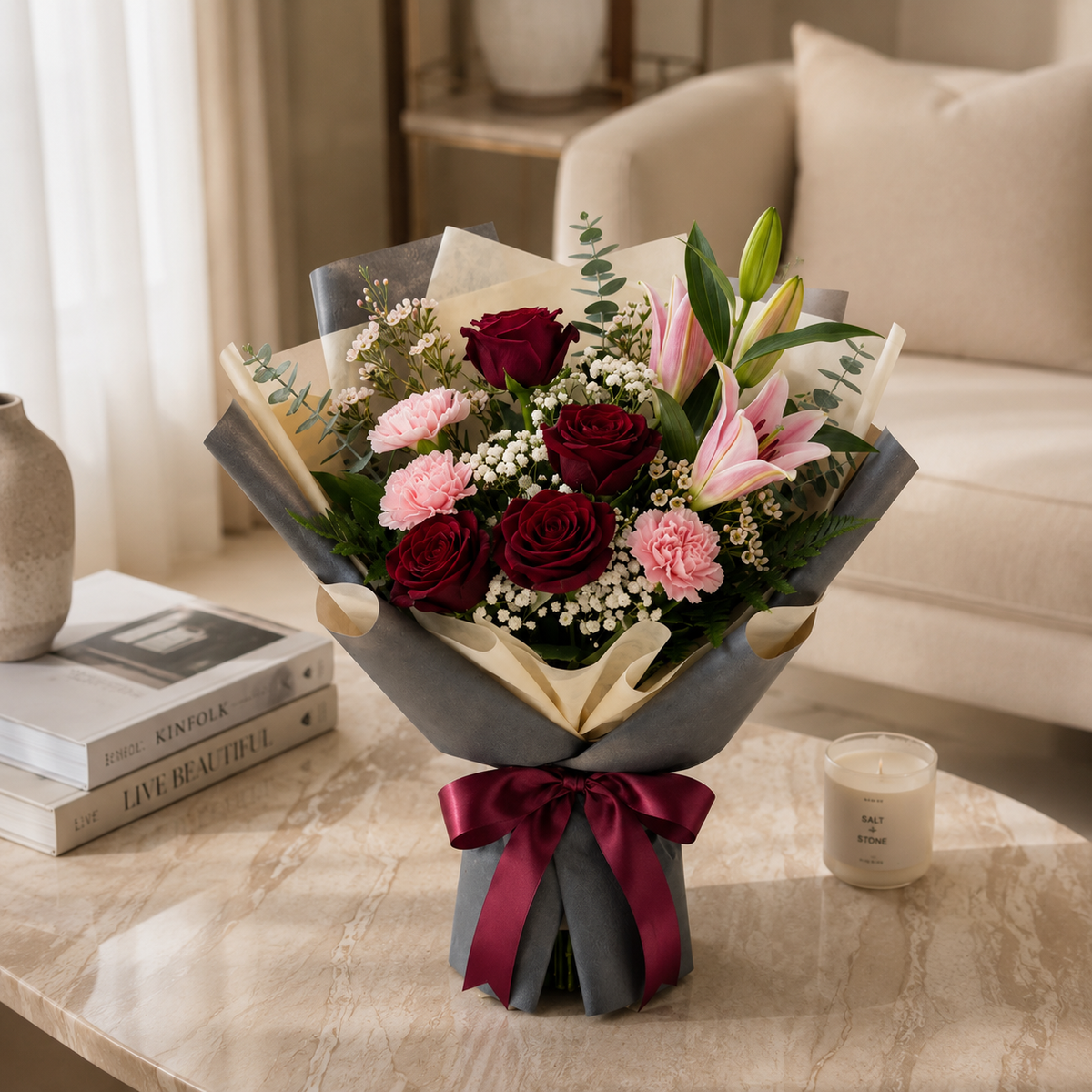 Loving Reminder Red Roses & Pink Lilies Bouquet – photo 2