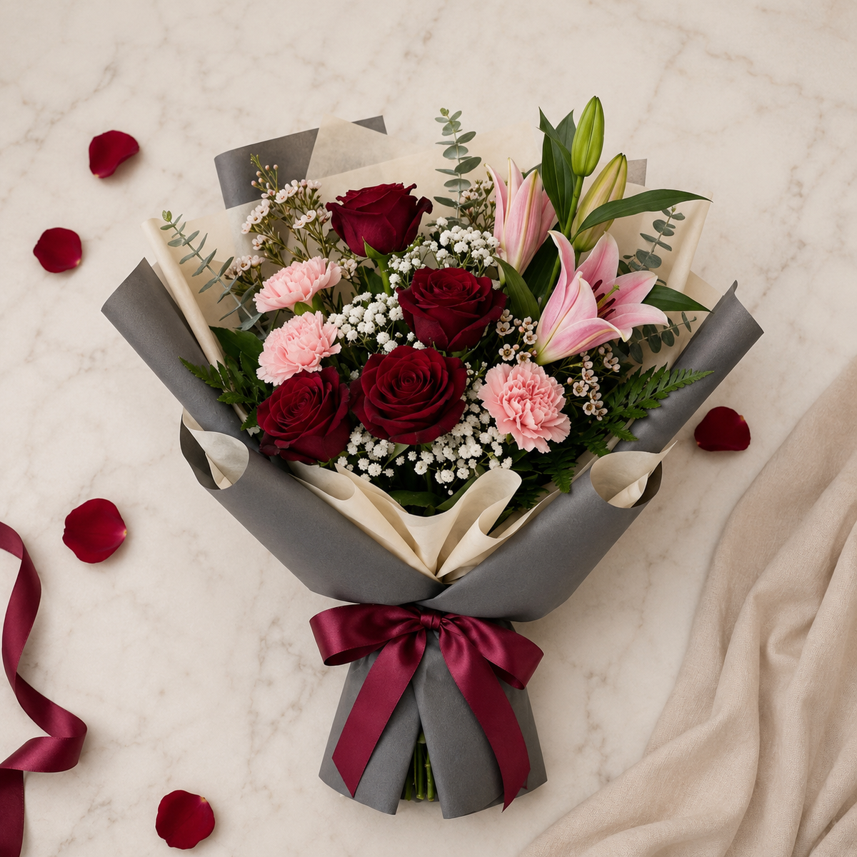 Loving Reminder Red Roses & Pink Lilies Bouquet – photo 6