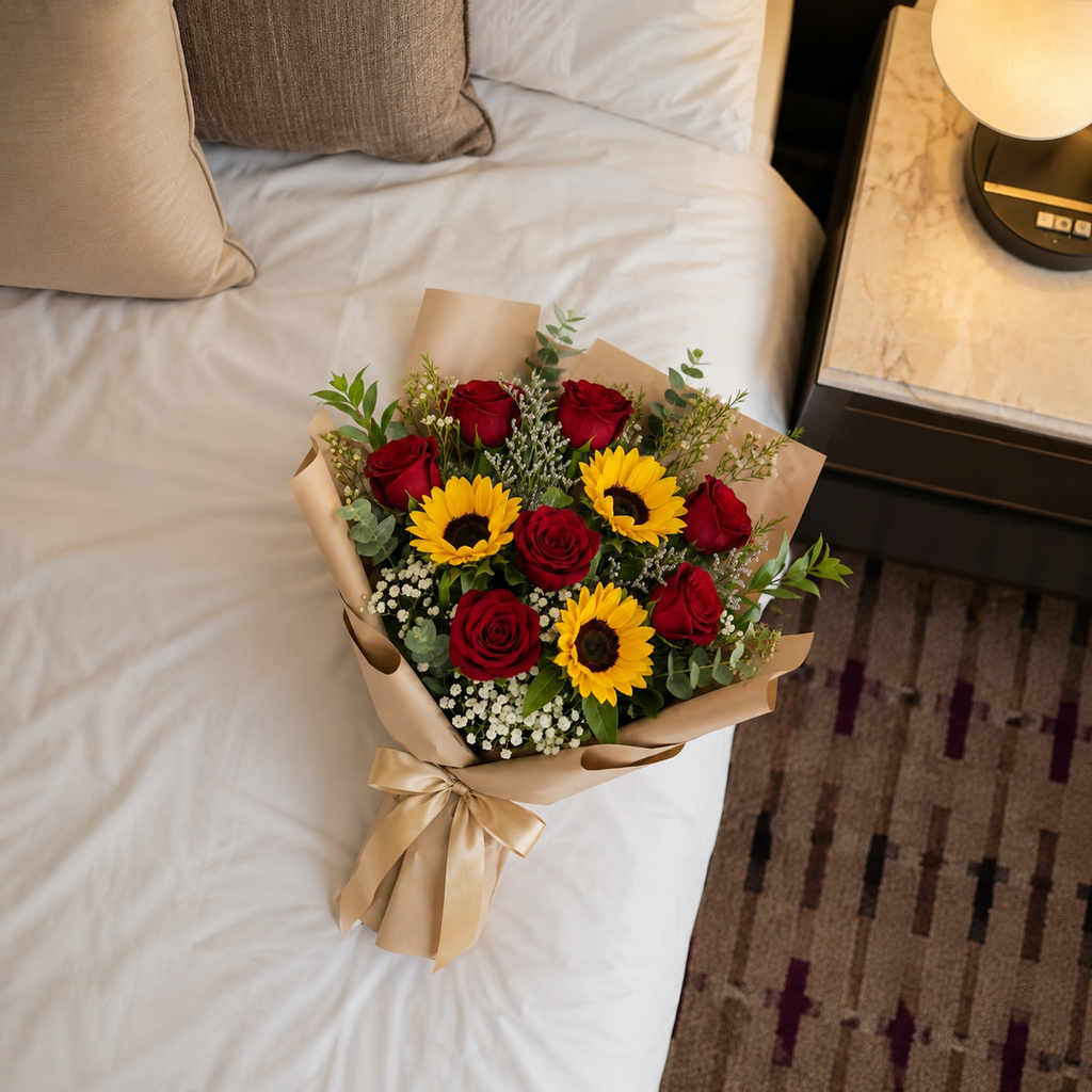 Miss You Bouquet with Red Roses & Sunflowers – photo 2
