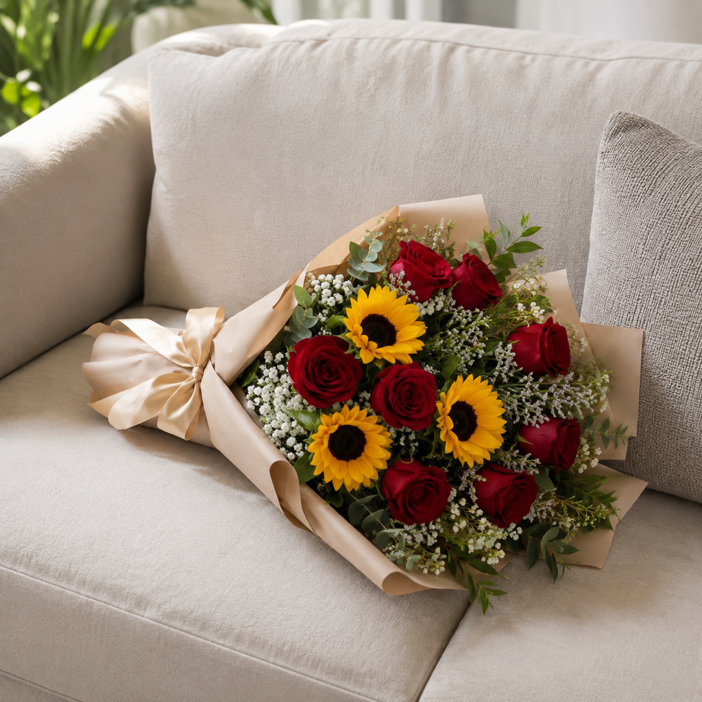 Miss You Bouquet with Red Roses & Sunflowers – photo 3