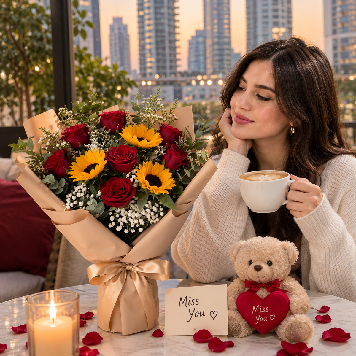 Miss You Bouquet with Red Roses & Sunflowers – photo 4