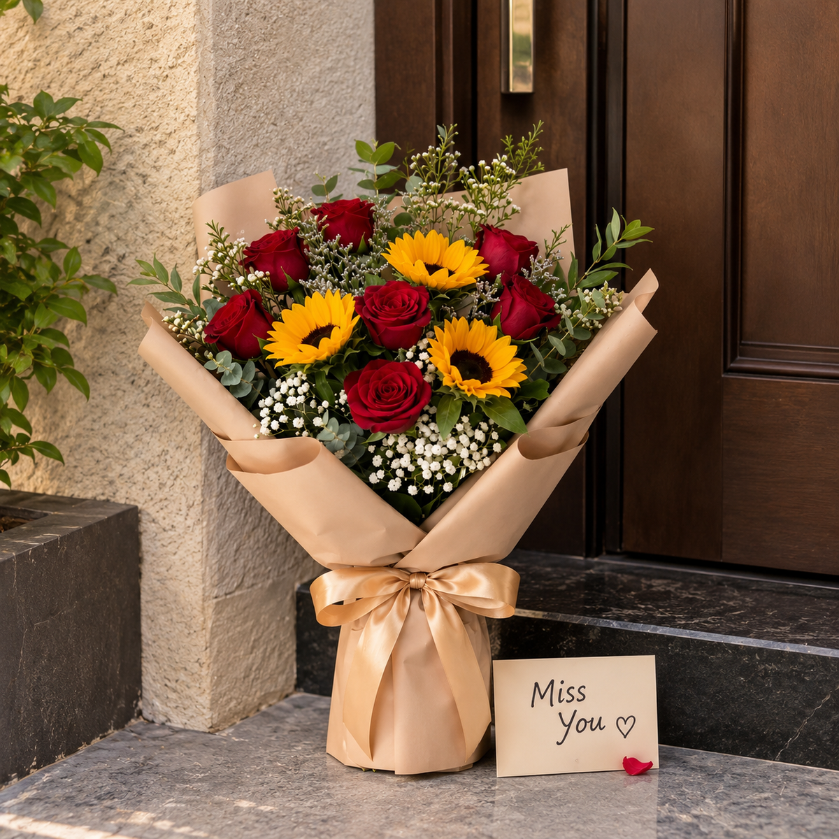 Miss You Bouquet with Red Roses & Sunflowers – photo 5