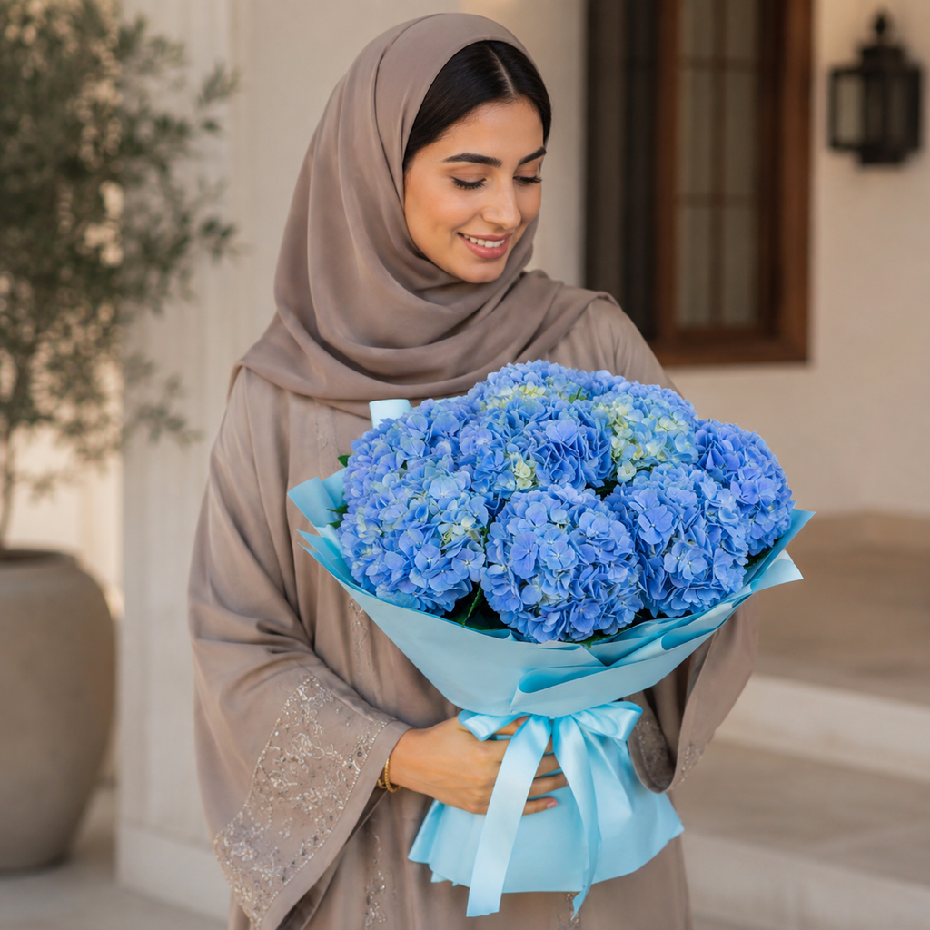 Ocean Breeze – Blue Hydrangea Bouquet