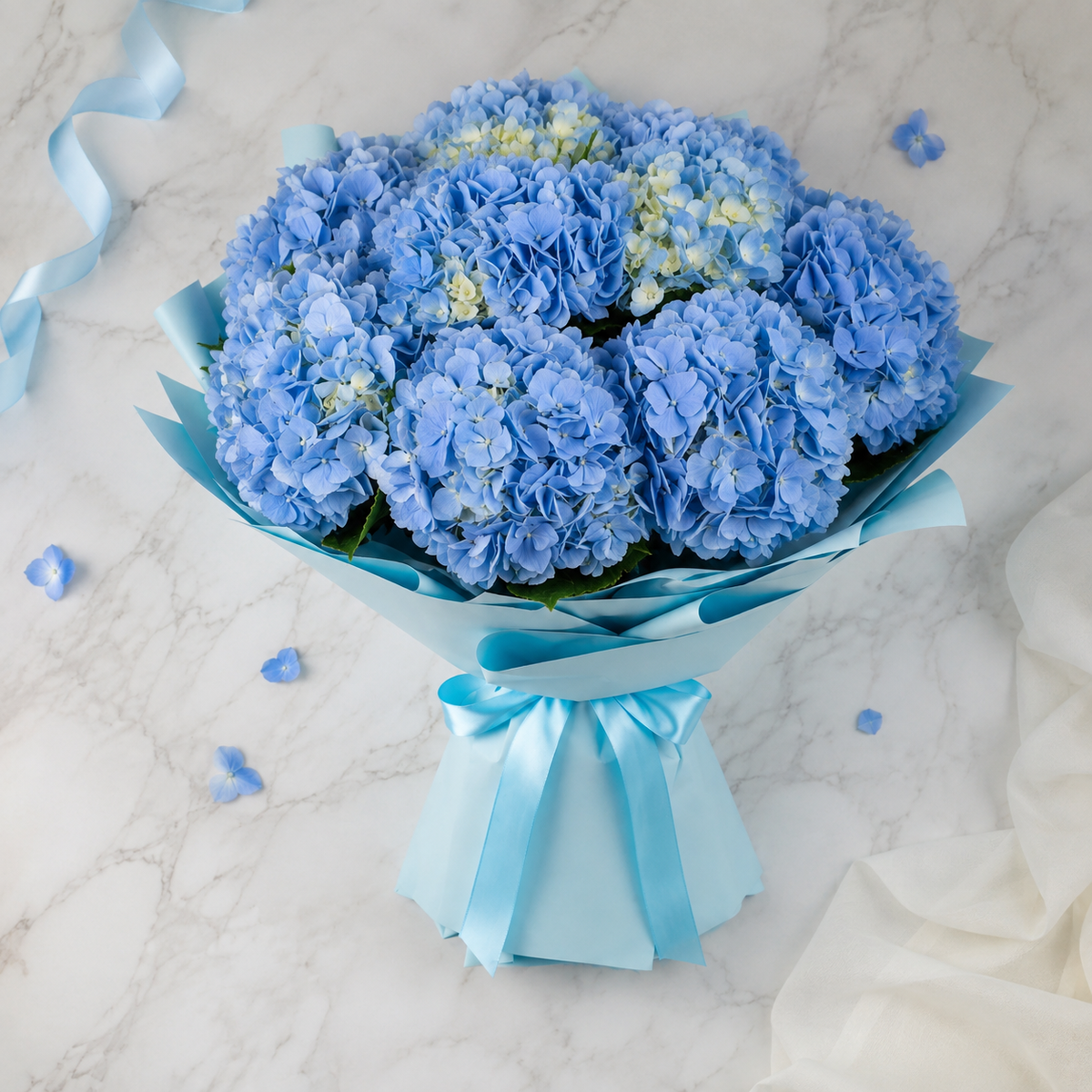 Ocean Breeze – Blue Hydrangea Bouquet
