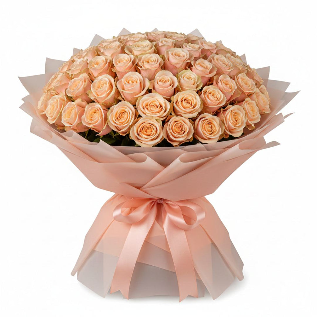 Peach Promise Bouquet-101 Peach Roses