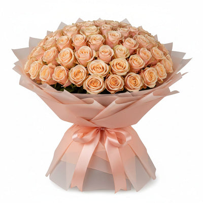 Peach Promise Bouquet-101 Peach Roses