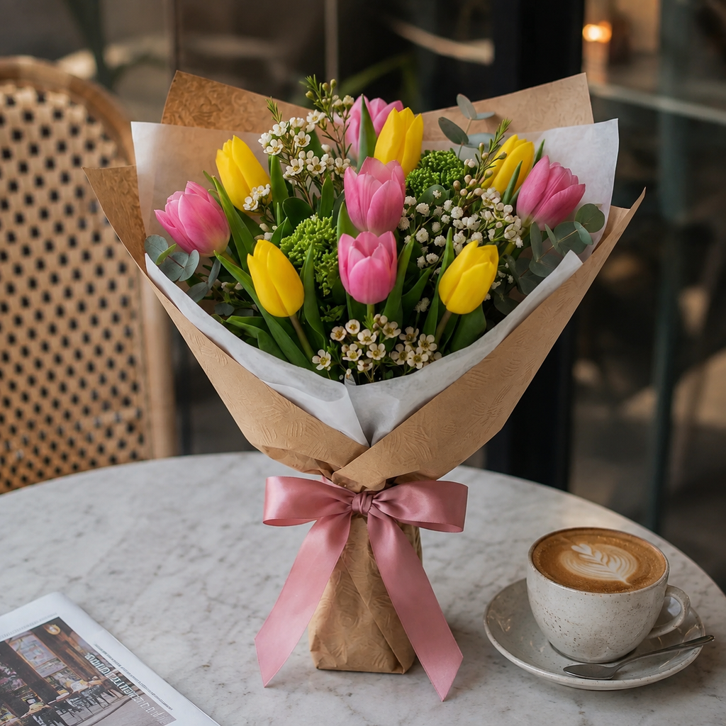 Pretty Pink & Yellow Tulip Bouquet for a Sweet Surprise – photo 2