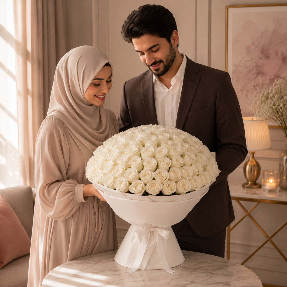 Pure Hearts Bouquet of 500 White Roses – photo 3