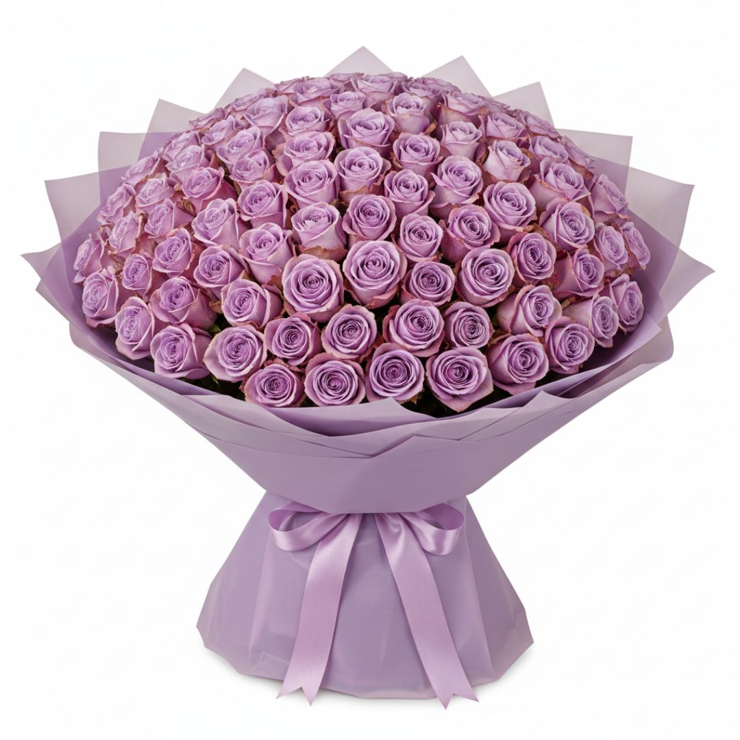 Purple Triumph-300 Purple Roses by Black Petals Flowers
