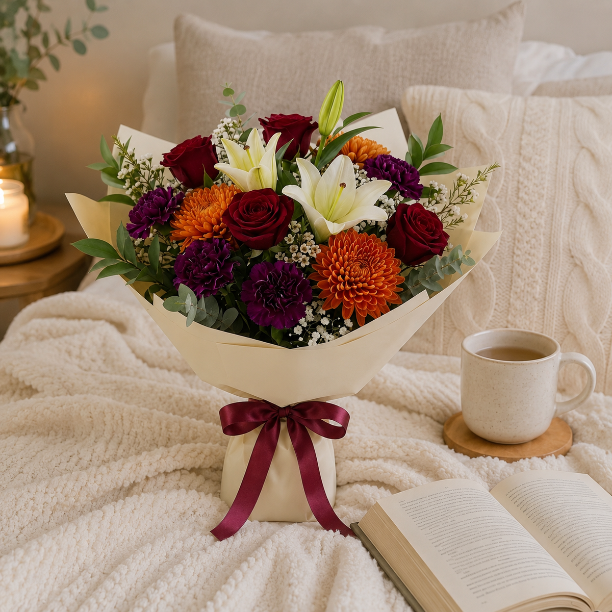 Red Roses & Purple Carnations Miss You Bouquet – photo 3