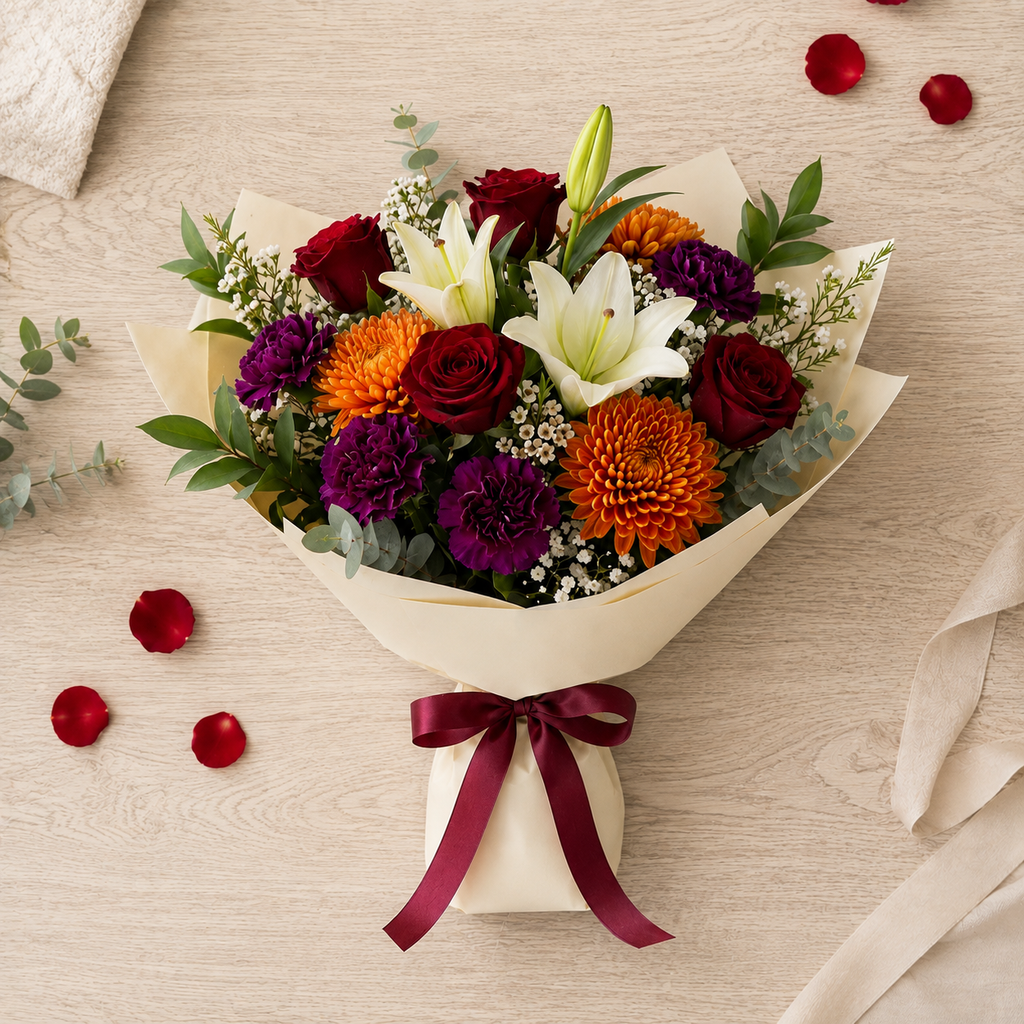 Red Roses & Purple Carnations Miss You Bouquet – photo 5