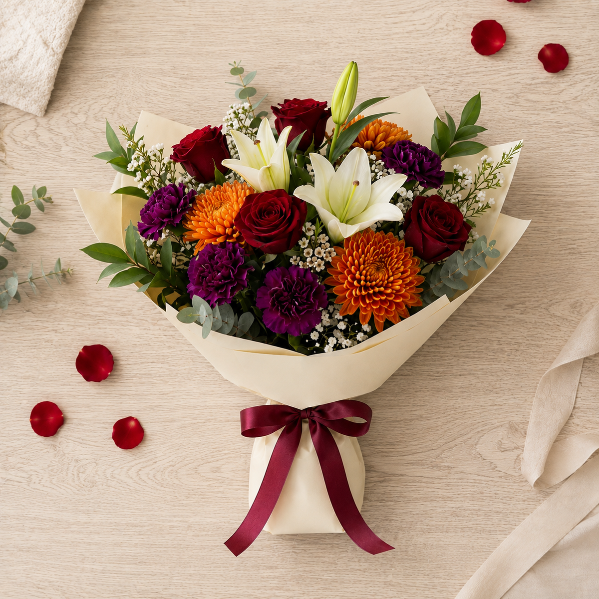 Red Roses & Purple Carnations Miss You Bouquet – photo 5