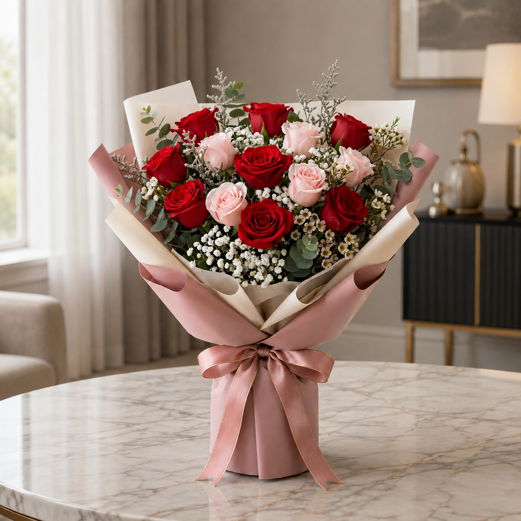 Romantic Red & Pink Roses I'm Sorry Bouquet