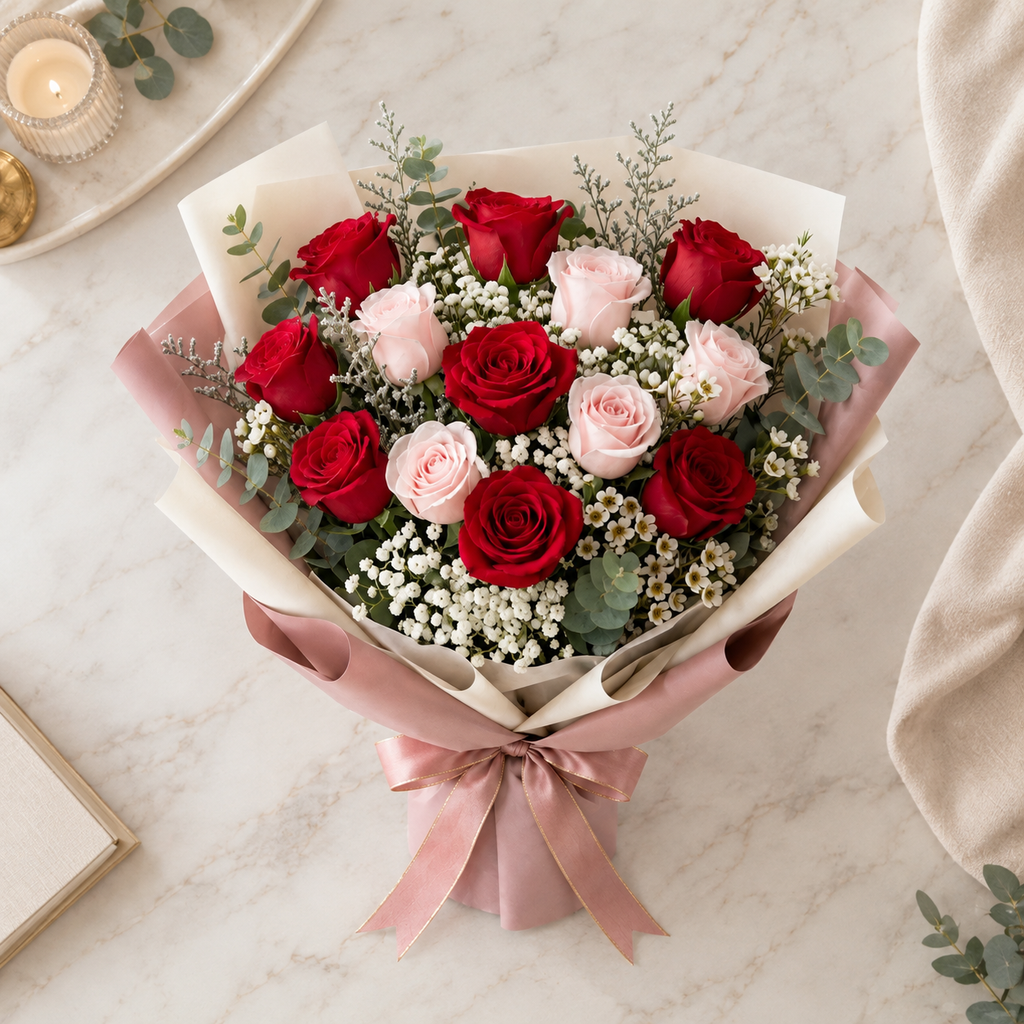 Romantic Red & Pink Roses I'm Sorry Bouquet