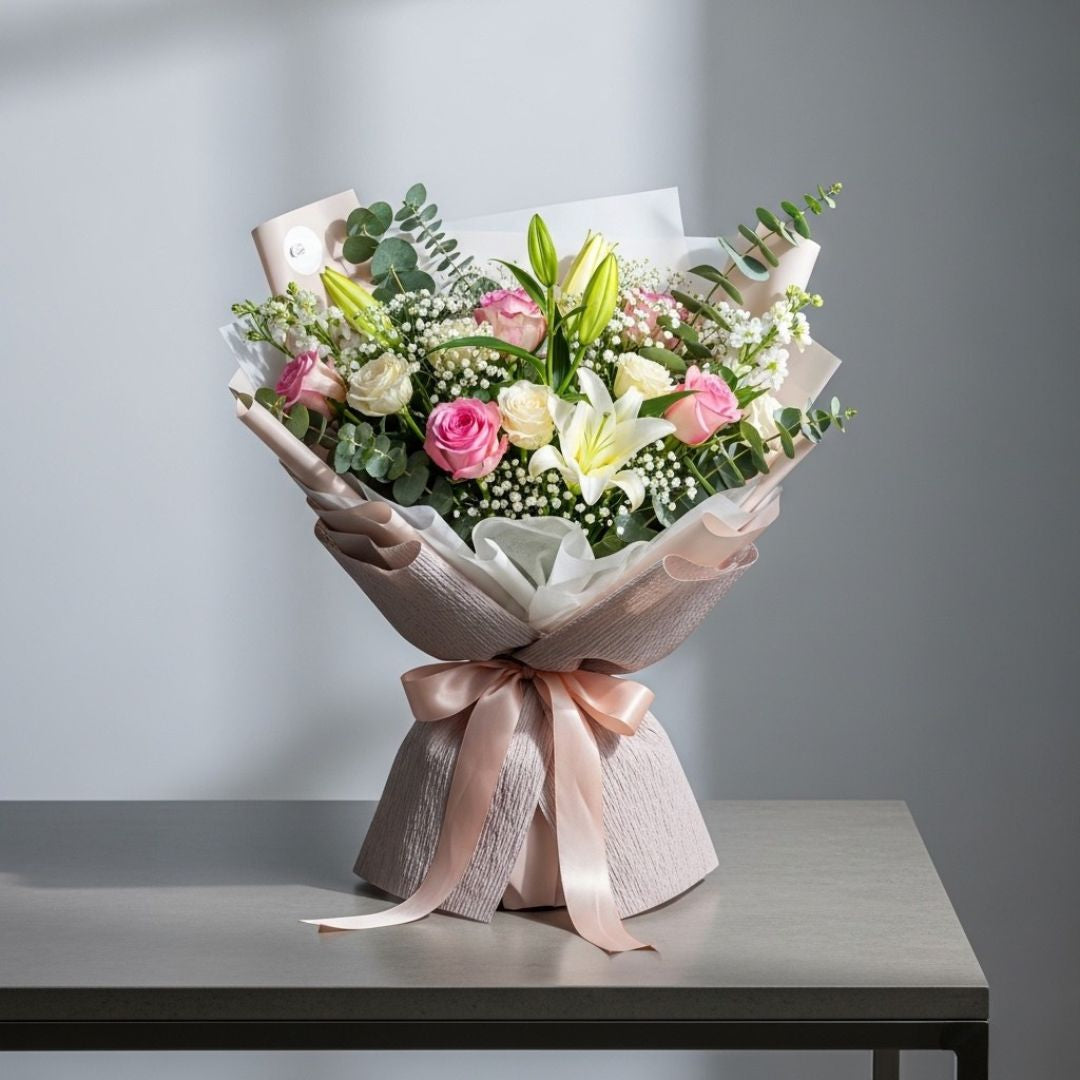 Rosé Radiance Bouquet by Black Petals Flowers