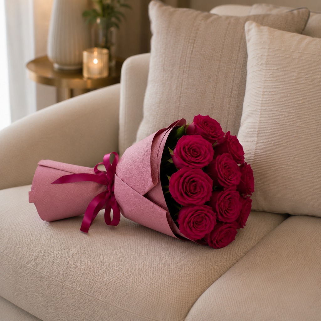 Rosy Gratitude with 11 Pink Roses