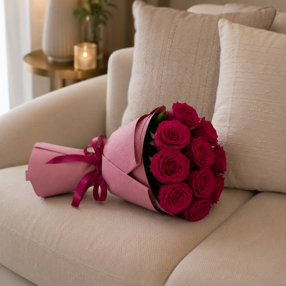 Rosy Gratitude with 11 Pink Roses