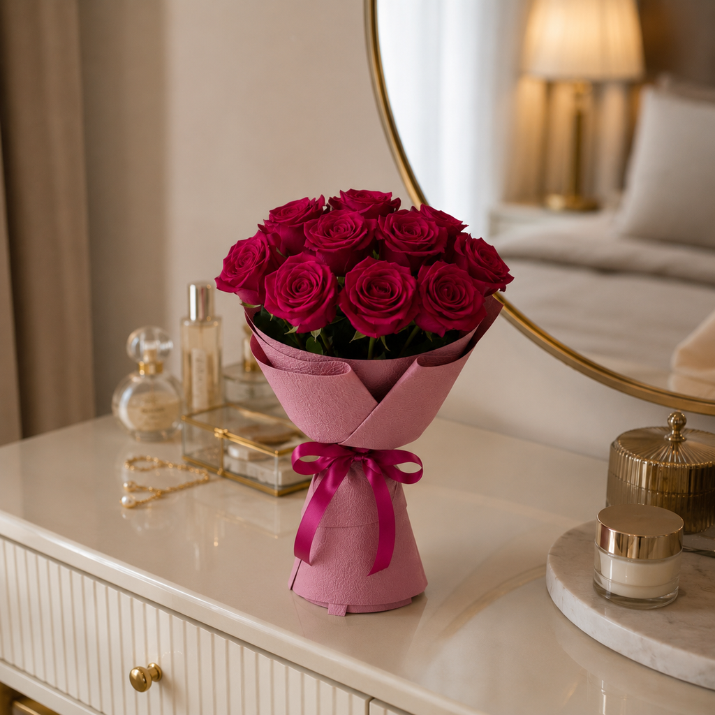 Rosy Gratitude with 11 Pink Roses