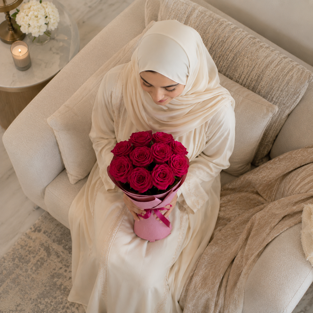 Rosy Gratitude with 11 Pink Roses