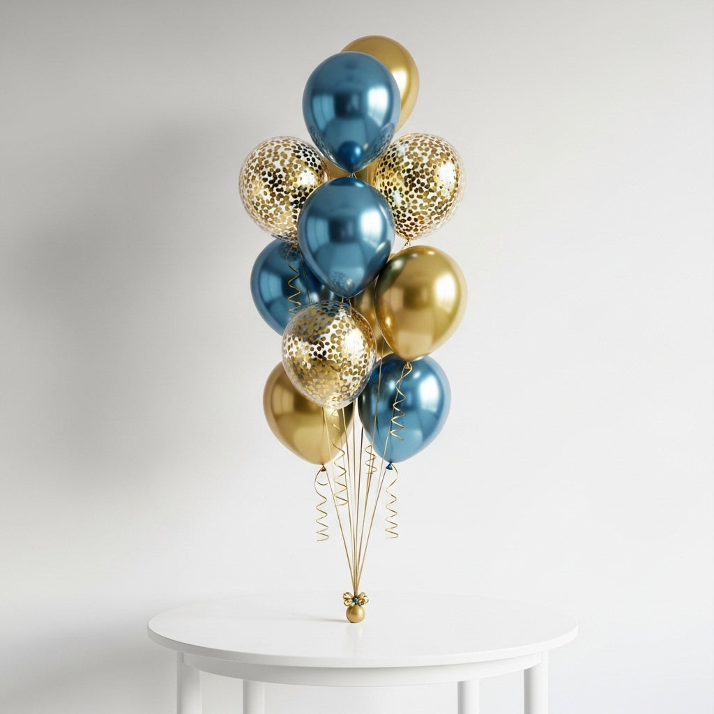 Royal Blue & Gold Celebration Balloons