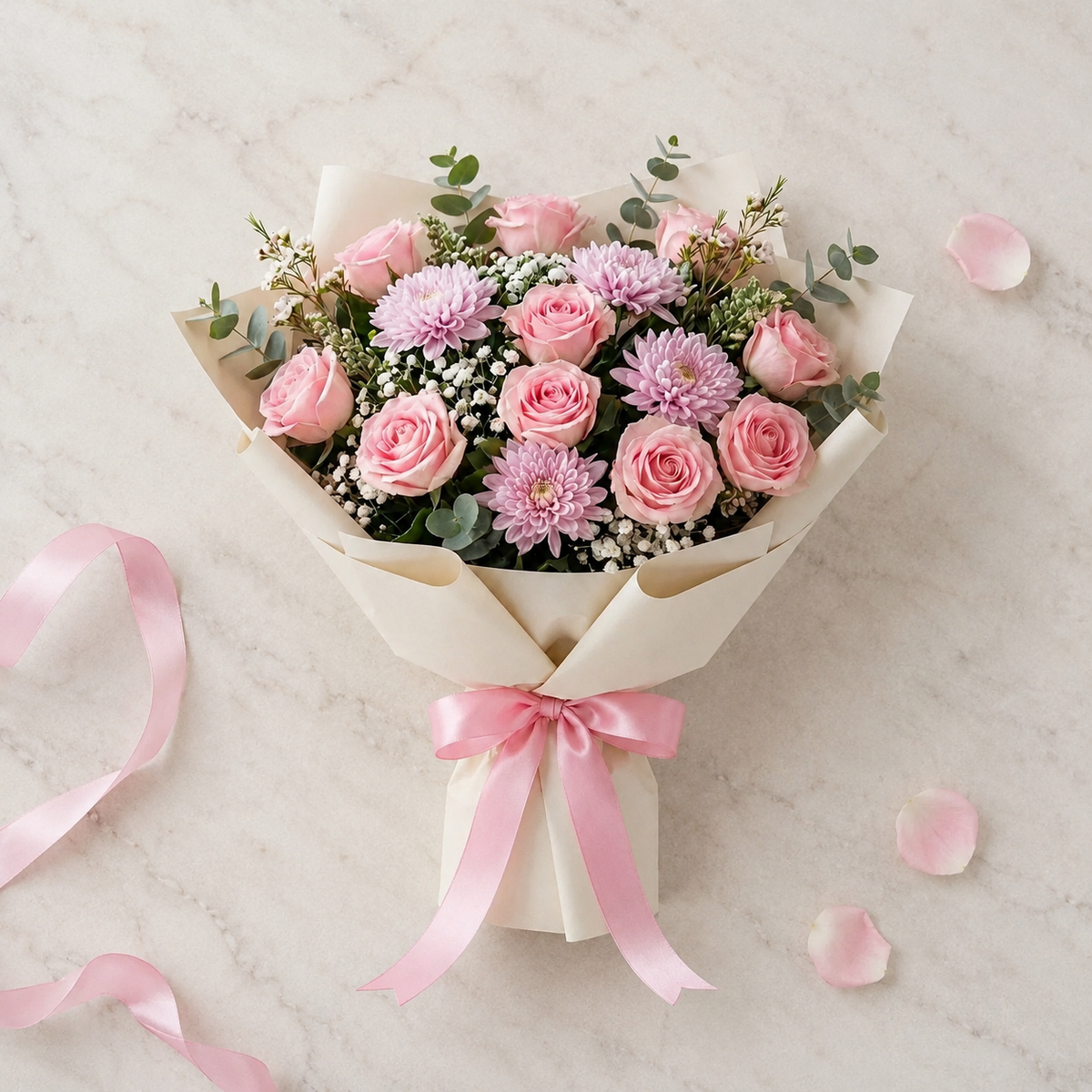 Soft Pink Rose & Chrysanthemum Miss You Bouquet – photo 5